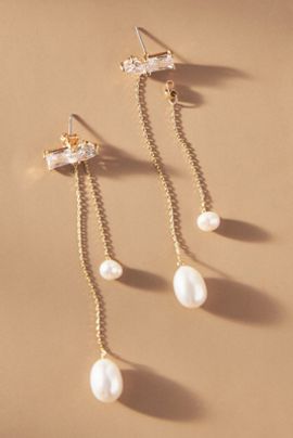 By Anthropologie Weddings Pearl & Crystal Front-Back Drop Earrings