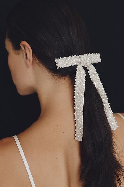 By Anthropologie Weddings Pearl Embellished Hair Bow Barrette