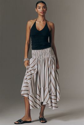 By Anthropologie Winslow Handkerchief Hem Midi Skirt