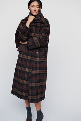 By Anthropologie Wool Blend Funnel Neck Coat Jacket