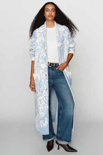 By Anthropologie Wool Blend Jacquard Duster Cardigan