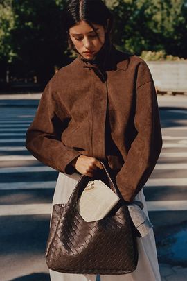 By Anthropologie Woven Faux Leather Hobo Bag