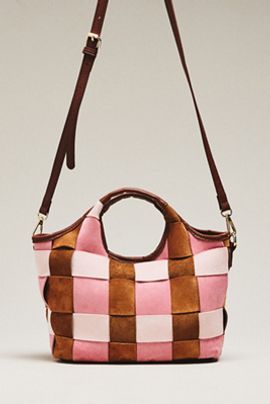 By Anthropologie Woven Faux Suede Mini Satchel