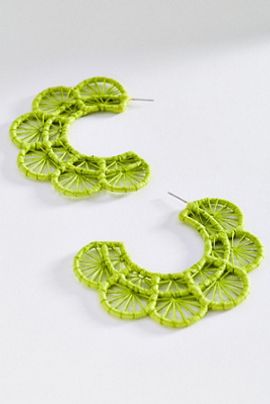 By Anthropologie Woven Rattan Hoop Earrings