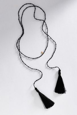 By Anthropologie Wrap Tassel Beaded Lariat Necklace
