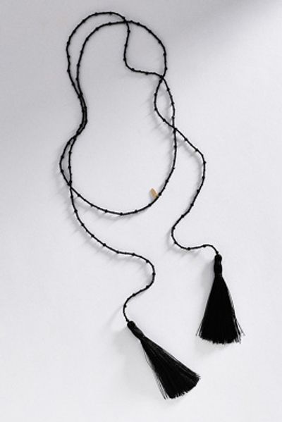 By Anthropologie Wrap Tassel Beaded Lariat Necklace