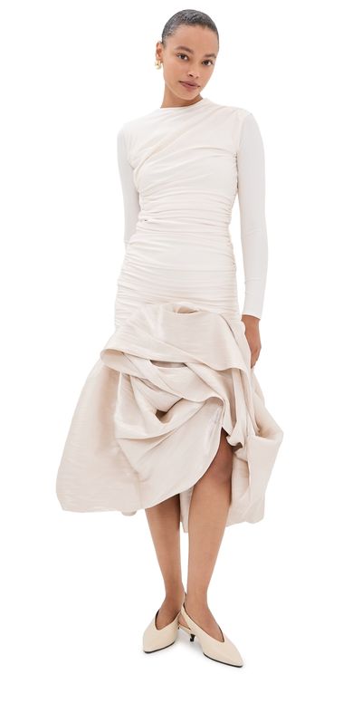 By Efrain Mogollon By Efrain Mogollon Cana Rosa Midi Dress Pearl White