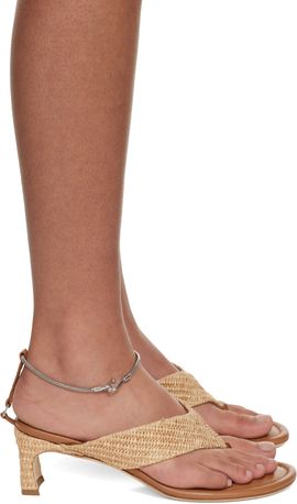 BY FAR BY FAR Tan Dasha Raffia Heeled Sandals