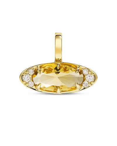By Pariah By Pariah 14K Yellow Gold Ellipse Smokey Quartz & Diamond Pendant