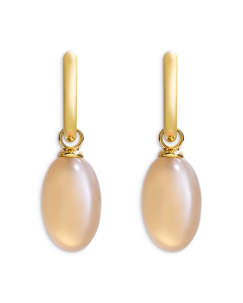 By Pariah By Pariah 14K Yellow Gold Ellipse Yellow Moonstone Drop Earrings