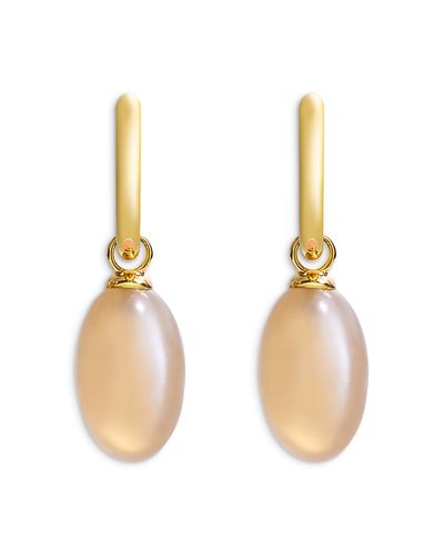 By Pariah By Pariah 14K Yellow Gold Ellipse Yellow Moonstone Drop Earrings