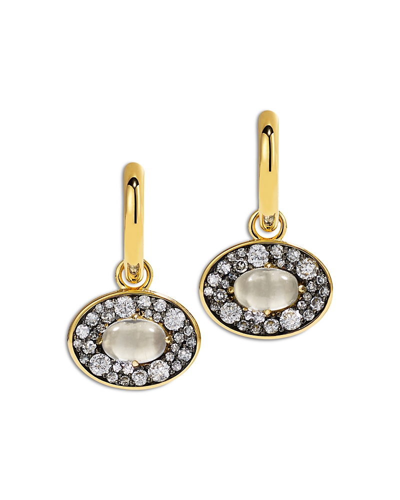 By Pariah By Pariah 14K Yellow Gold Reverie White Topaz & Diamond Dangle Hoop Earrings
