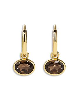 By Pariah By Pariah 14K Yellow Gold Smoky Quartz Dangle Hoop Earrings
