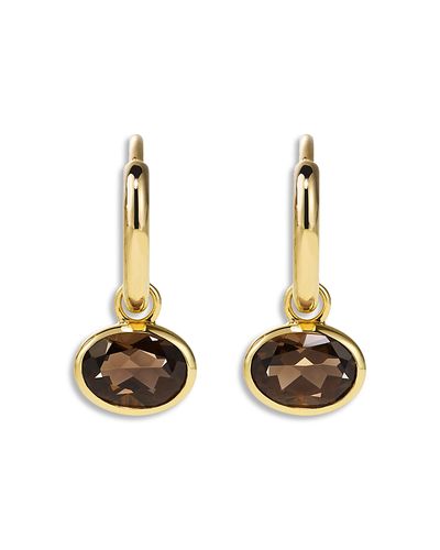 By Pariah By Pariah 14K Yellow Gold Smoky Quartz Dangle Hoop Earrings