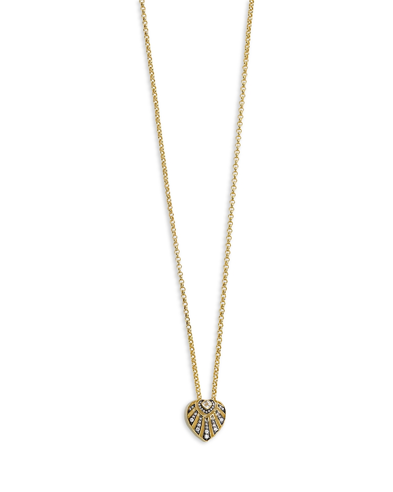 By Pariah By Pariah 14K Yellow Gold White Sapphire & Diamond Aurora Heart Pendant Necklace, 17.7