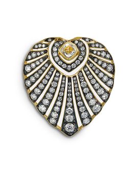 By Pariah By Pariah 14K Yellow Gold White Sapphire & Diamond Aurora Sunray Heart Pendant