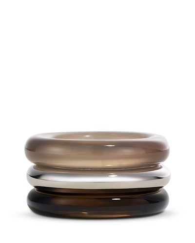 By Pariah By Pariah Sterling Silver Smoky Quartz & Gray Agate Trilogy Stack Rings, Set of 3