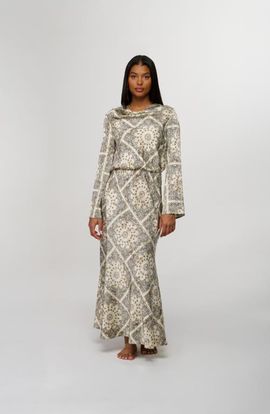 By Tess Collection By Tess Collection Emily Draped Cowl Neck Long Sleeve Maxi Dress