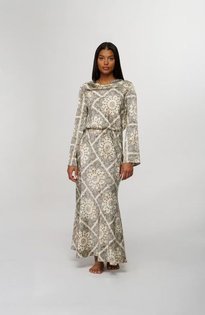 By Tess Collection By Tess Collection Emily Draped Cowl Neck Long Sleeve Maxi Dress