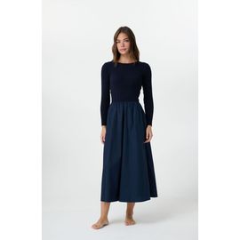 By Tess Collection By Tess Collection Jade Cable Knit and Poplin Mixed Media Dress