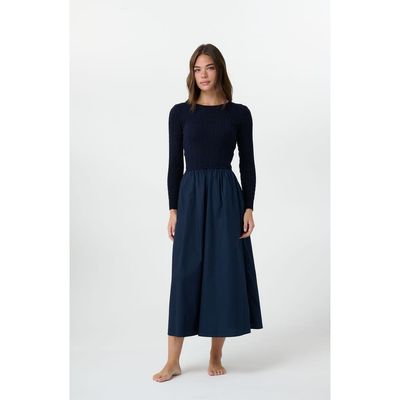 By Tess Collection By Tess Collection Jade Cable Knit and Poplin Mixed Media Dress