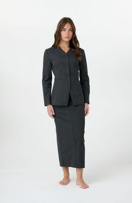 By Tess Collection By Tess Collection Maeve Pinstripe Tailored Back Slit Pencil Skirt