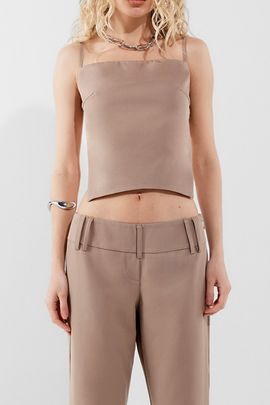 by.DYLN by. DYLN Esta Open-Back Tank Top in Taupe, Women's at Urban Outfitters