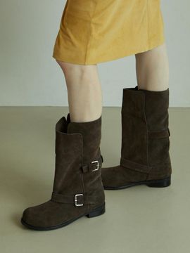 Byeuuns Leather Cuff Biker Boots (BOB24408)