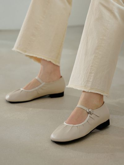 Byeuuns Pin Tuck Ballerina Maryjane Flat Shoes_2 Colors