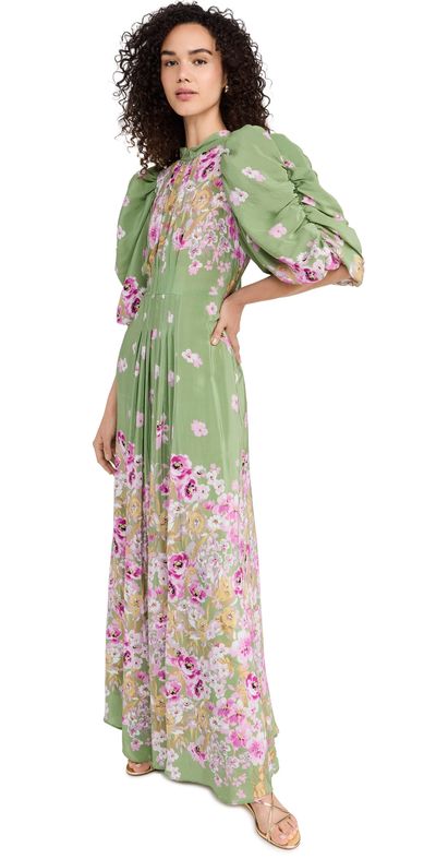 by timo green dress NEW By TiMo Satin Gown - Green Bouquet Size M #D6760