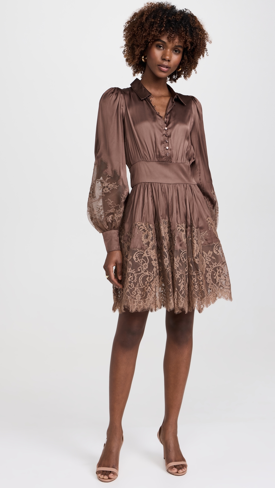 byTiMo - Satin Lace Dress Brown XS byTiMo - Satin Lace Dress Brown XS