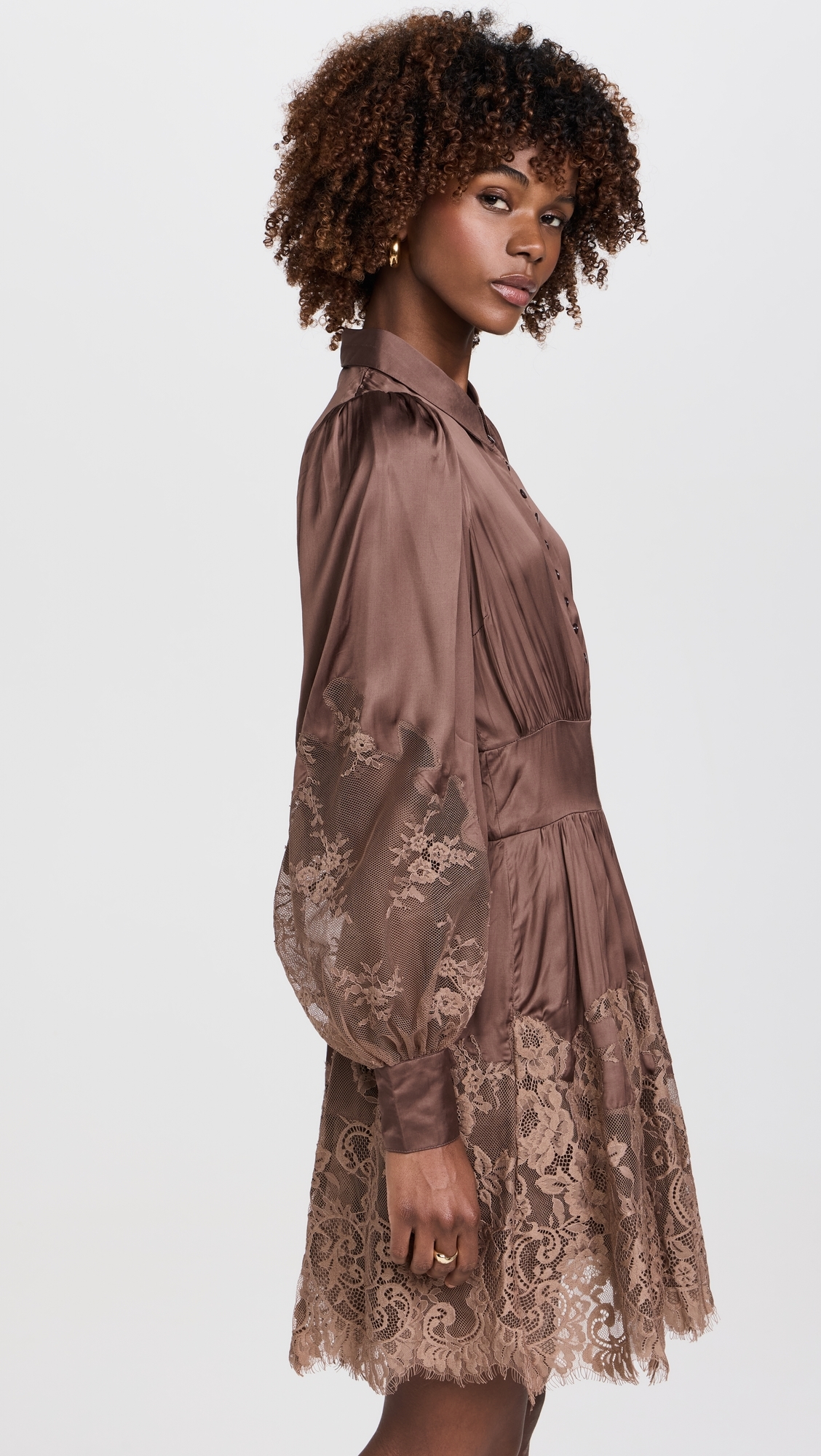 byTiMo - Satin Lace Dress Brown XS