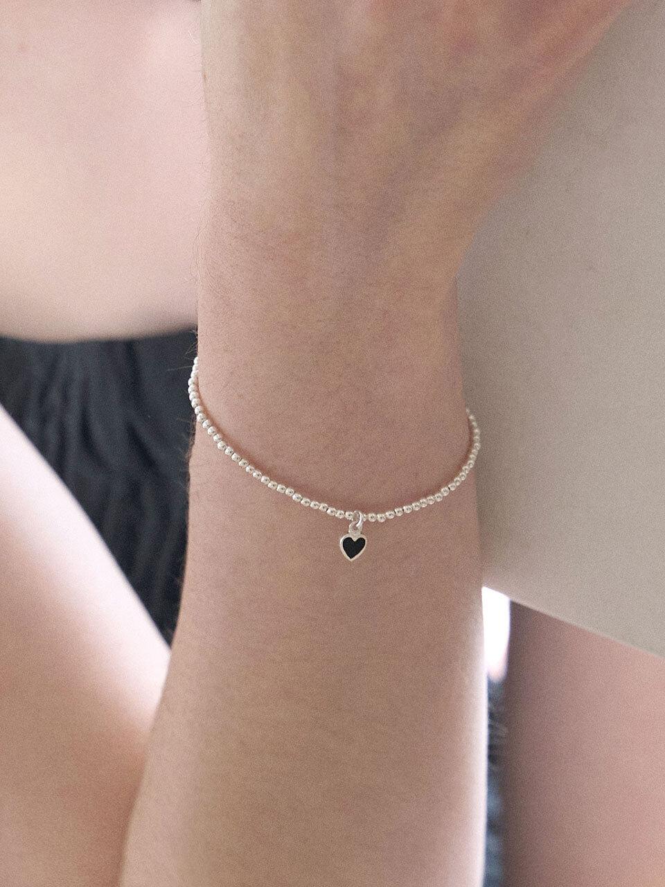 byweekend Heart Shaped Sterling Silver Bracelet [Black]
