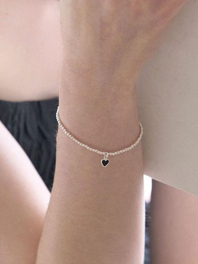 byweekend Heart Shaped Sterling Silver Bracelet [Black]