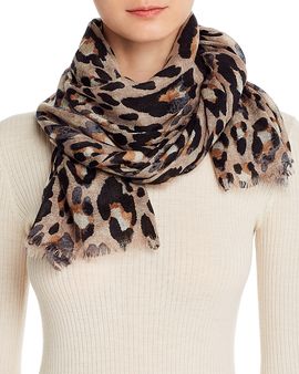 C By Bloomingdale's Cashmere Bloomingdale's Leopard Print Wool Scarf