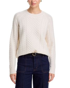 C By Bloomingdale's Cashmere C by Bloomingdale's Cashmere 100% Cashmere Crewneck Cable Knit Sweater