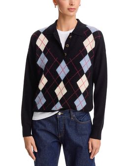 C By Bloomingdale's Cashmere C by Bloomingdale's Cashmere Argyle Polo Cashmere Sweater, Exclusive