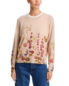 C By Bloomingdale's Cashmere C by Bloomingdale's Cashmere Floral Print Crewneck Cashmere Sweater, Exclusive
