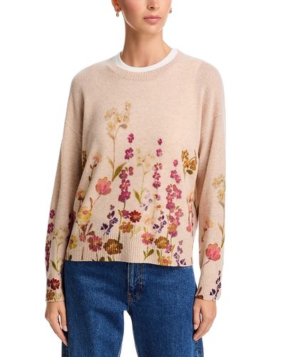 C By Bloomingdale's Cashmere C by Bloomingdale's Cashmere Floral Print Crewneck Cashmere Sweater, Exclusive