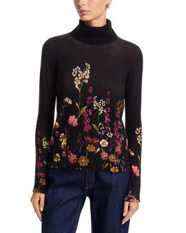 C By Bloomingdale's Cashmere C by Bloomingdale's Cashmere Floral Print Turtleneck Cashmere Sweater, Exclusive