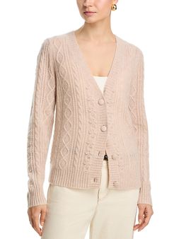 C By Bloomingdale's Cashmere C by Bloomingdale's Cashmere High Low V Neck Allover Pom Cashmere Cardigan
