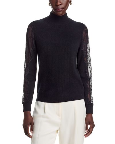 C By Bloomingdale's Cashmere C by Bloomingdale's Cashmere Lace Sleeve Mockneck Cashmere Sweater