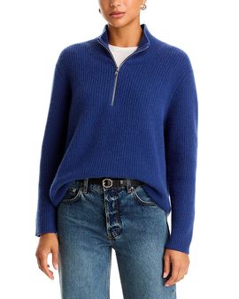 C By Bloomingdale's Cashmere C by Bloomingdale's Cashmere Mock Neck Quarter Zip Sweater