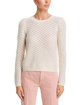 C By Bloomingdale's Cashmere C by Bloomingdale's Cashmere Pointelle Crewneck Puff Sleeve Cashmere Sweater, Exclusive