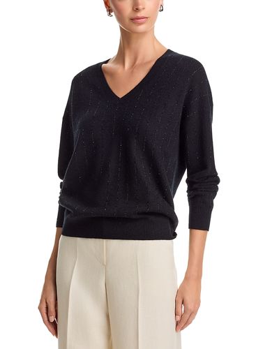 C By Bloomingdale's Cashmere C by Bloomingdale's Cashmere Rhinestone V Neck Cashmere Sweater, Exclusive