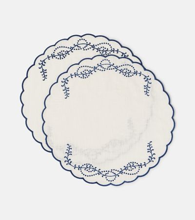 Cabana Cabana Set of 2 embroidered linen placemats