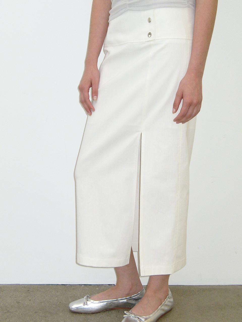 CACELE BELTED MAXI SKIRT, WHITE