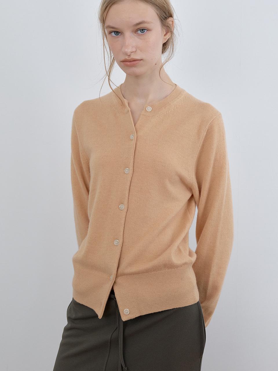 CACELE ESSENTIAL WOOL ROUND NECK CARDIGAN