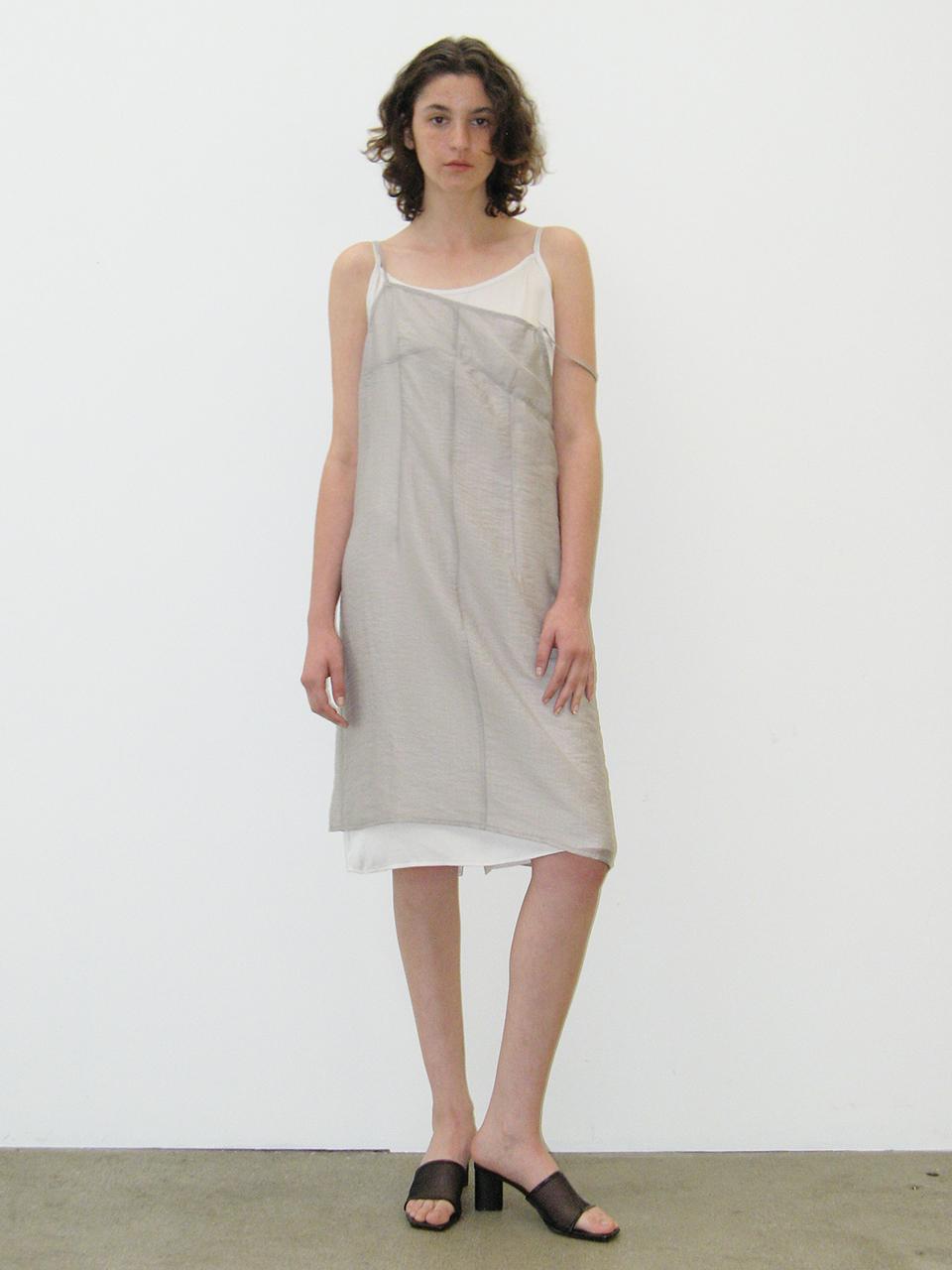 CACELE LAYERED SHEER DRESS SET, PALE GRAY SET