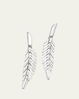 CADAR 18K White Gold Feather Drop Earrings, Small